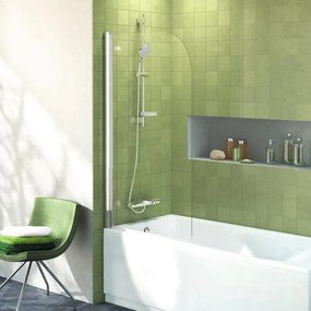 Parete vasca Connect L 80 X H 140 cm, angolo stondato