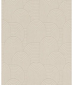 Carta da parati Geometrico curve beige, marrone, 53 cm x 10.05 m