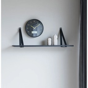 Scaffale in legno nero con maniglie in pelle , 80 x 20 cm Forno - House Nordic