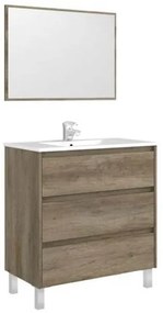 Mobile bagno 80 cm con lavabo e specchio rovere - Dakota 96249