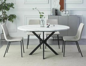 Tavolo Gaston in MDF effetto marmo bianco – Ø100/135x75 cm
