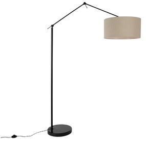 Lampada da terra nera con paralume marrone chiaro 50 cm regolabile - Editor