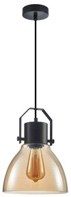 ITALUX PND-22371-1-BK+AMB - Lampadario a sospensione con filo DARLENA 1xE27/40W/230V nero/marrone
