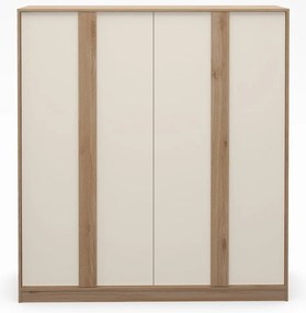 Armadio effetto rovere in colore crema-naturale 180x197,5x53 cm Dennis - Marckeric