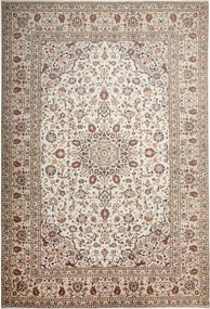 Kashan Tappeto 360x240 Beige (Iran) Annodato A Mano