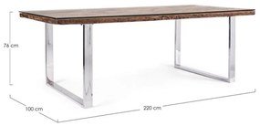 Tavolo con piano in vetro Stanton in legno cm 220 x 100 x 76 h