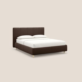 Laura letto imbottito contenitore e sfoderabile in microfibra velluto impermeabile T09 marrone