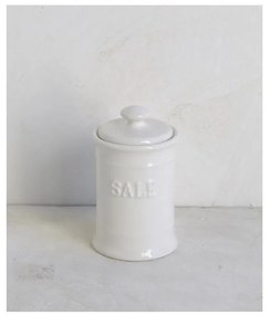 Barattolo Porta Sale in Ceramica Bianca Tappo Ermetico