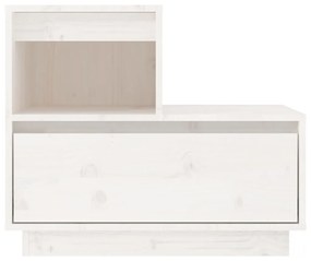 Comodino bianco 60x34x51 cm in legno massello di pino