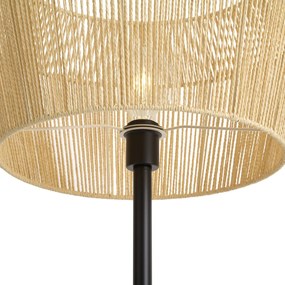 Lampada da terra nera con paralume in corda di carta beige 50/50/30 - Simplo