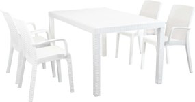 CALIGOLA - set tavolo in resina effetto rattan cm 150 x 90 x 74 h con 4 poltrone Alma