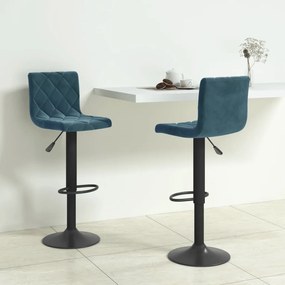 Sgabelli Da Bar 2 Pz Blu İn Velluto /