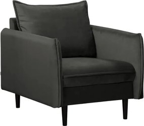 Poltrona grigio scuro con rivestimento in velluto Juli – Ropez