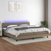 Letto a Molle Materasso e LED tortora 200x200cm in Tessuto 3133345