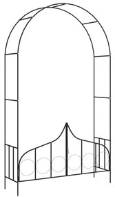 Arco Da Giardino Con Porta Nero 138x40x238 Cm İn Ferro /