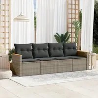 Set Divani da Giardino 4 pz con Cuscini in Polyrattan Grigio 3258175