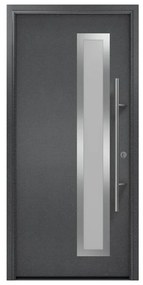 Portoncino d'ingresso HORMANN Iso Pro Secur 730s con vetro L 90 x H 210 cm in acciaio grigio, apertura tirare a sinistra