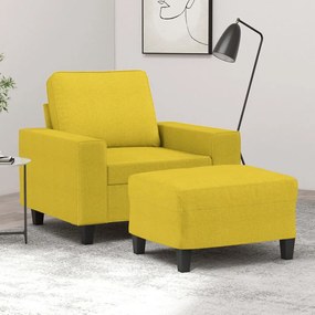 Poltrona Con Poggiapiedi Giallo Chiaro 60 Cm İn Tessuto /