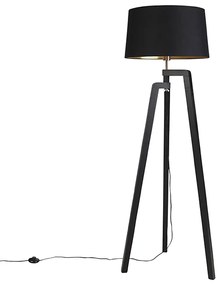 Lampada da terra intelligente con paralume nero con oro 50 cm incl. Wifi A60 - Puros
