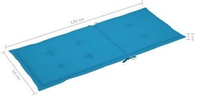 Cuscini per Sedie 4 pz Blu 120x50x3 cm in Tessuto