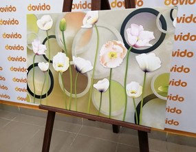 Quadro su tela – Papaveri bianchi su sfondo astratto