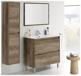 Mobile bagno 80 cm con colonna, lavabo e specchio rovere - Dakota 94611