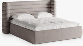 Letto imbottito Mount con contenitore in bouclé Coral - 200x200 cm