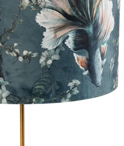 Lampada da Tavolo Bronzo con Paralume in Velluto a Forma di Pesce 35cm - Parte