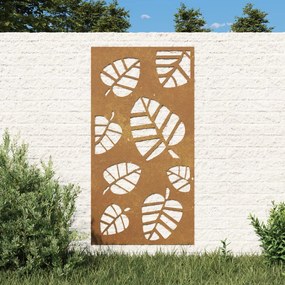 Decorazione Muro Da Giardino 105x55 Cm Foglia Acciaio Corten /
