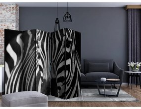 Paravento White with black stripes II [Room Dividers]