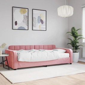 Divano letto con materasso rosa 90x200 cm in velluto