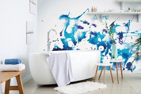Carta da parati – Acquerello blu in stile astratto