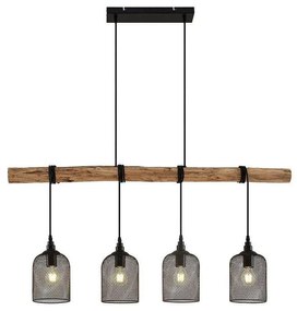 Lindby - Elrond 4 Lampada a Sospensione Black/Wood Lindby