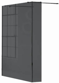 Box doccia walk-in Wens, vetro fumè 6 mm, H 200 cm, profilo nero
