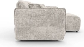 Divano angolare beige (con penisola a destra/con chaise lounge) con rivestimento in ciniglia Nelia – Ropez