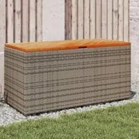 Contenitore Giardino Grigio 110x50x54cm Polyrattan Legno Acacia 365956