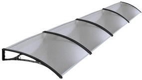 Pensilina in policarbonato trasparente L 400 x P 70 cm struttura in alluminio nero