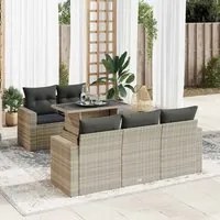 Set Divano da Giardino 6pz con Cuscini Grigio Chiaro Polyrattan 3326253