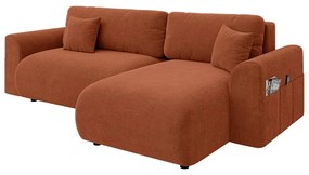 Divano angolare color mattone allungabile (con composizione variabile) Lorine – Ropez