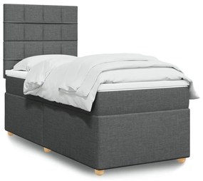 Giroletto A Molle Con Materasso Grigio Scuro 90x200 Cm Tessuto /