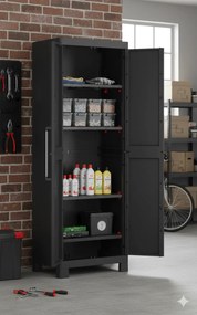 Armadio in Resina 4 Ripiani 65x45x182 cm Keter Detroit Alto Nero...