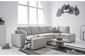 Divano letto angolare in velluto a coste bianco Brave Dave - Miuform