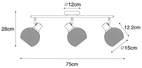 Faretto di design nero con vetro fumé 3 luci - Chico