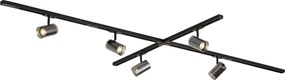 Sistema di illuminazione a binario moderno nero con 5 faretti monofase - Iconic Lloyd