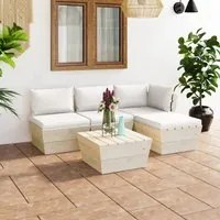 Set Divani da Giardino su Pallet 5 pz con Cuscini Legno Abete cod mxl 52367