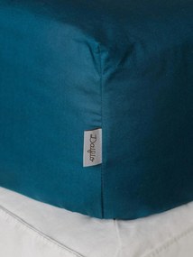 Lenzuolo con angoli in cotone percalle Petrol Blue