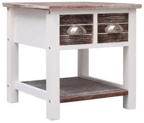 Tavolino Laterale Marrone 40x40x40 Cm İn Legno Di Paulownia /