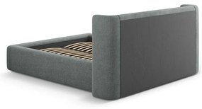 Letto matrimoniale imbottito grigio scuro con contenitore con rete inclusa 200x200 cm Jason – Windsor &amp; Co Sofas