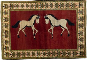 Gabbeh Tappeto 160 x 220 Rosso (Iran) Annodato A Mano