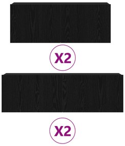 Set di mobile tv a 4 pezzi in legno ingenerizzato nero